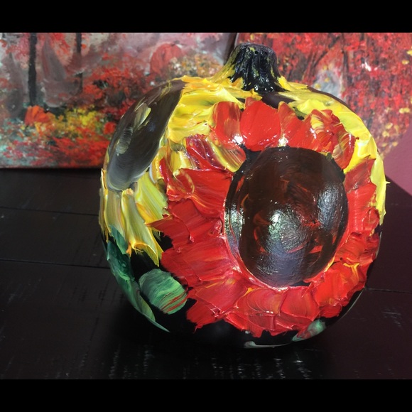 🎃FALL DECOR Hand painted plastic black pumpkin - Picture 3 of 5